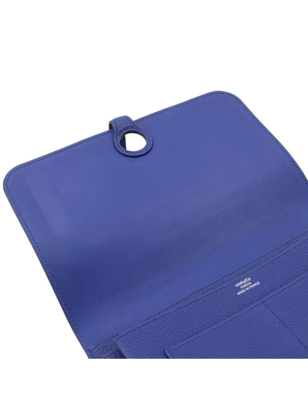 Hermes Dogon GM Bifold Wallet Togo Blue Electric Silver